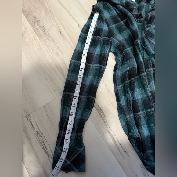 beachlunchlounge Teal and Black Plaid Blouse - Picture 7 of 7